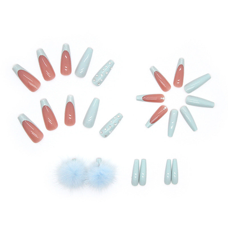 Autumn And Winter New Blue Fur Ball Cute Ballet Nail Sticker