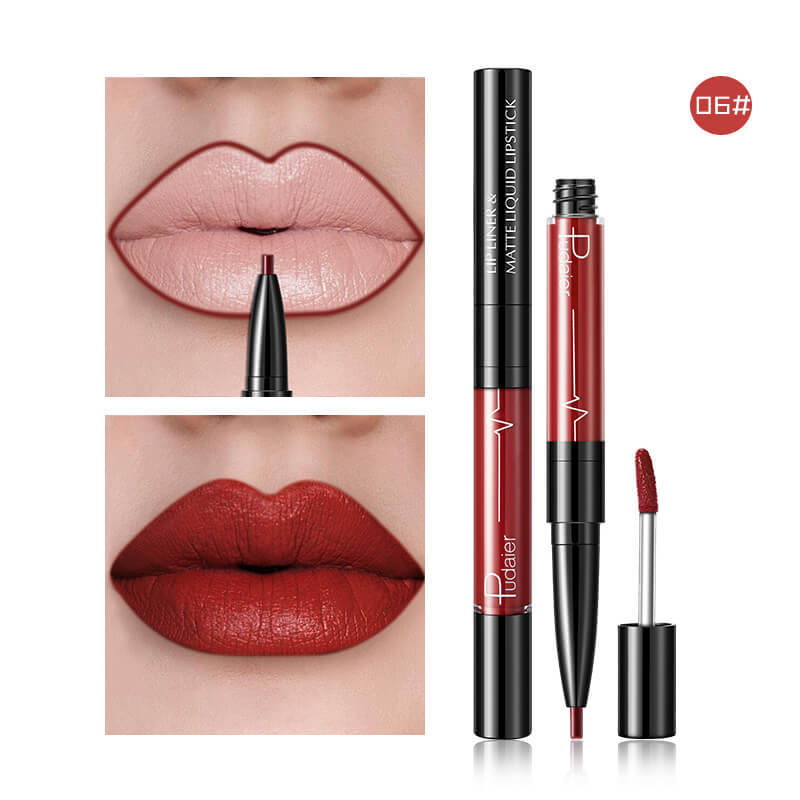 Pudaier Mat Brillant À Lèvres Crayon À Lèvres 2 in1 Maquiagem Profissional Completa Agate Rouge À Lèvres Teinte Pulpeuses De Tatouage Maquillage liquide Rouge À Lèvres