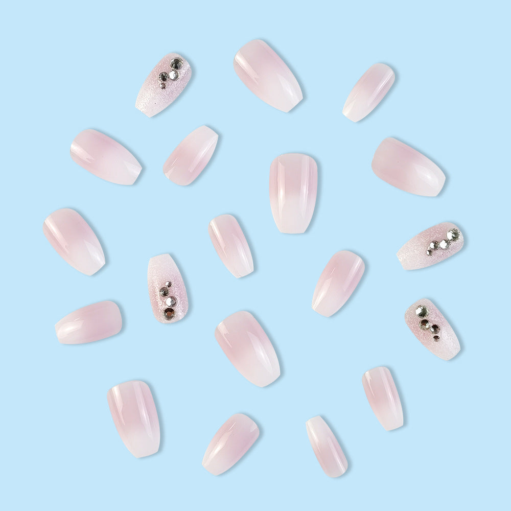 Autumn And Winter Lotus Root Starch Nail Tips Rhinestone Long