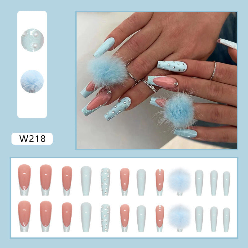 Autumn And Winter New Blue Fur Ball Cute Ballet Nail Sticker