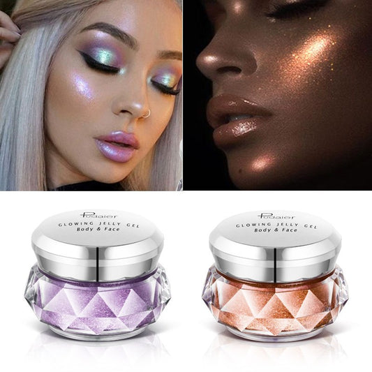 Visage Surligneur Gelée Gel Sirène Fard À Paupières Paillettes Corps Lueur Festival Maquillage iluminador Or Liquide Surligneur Rose Bronzer