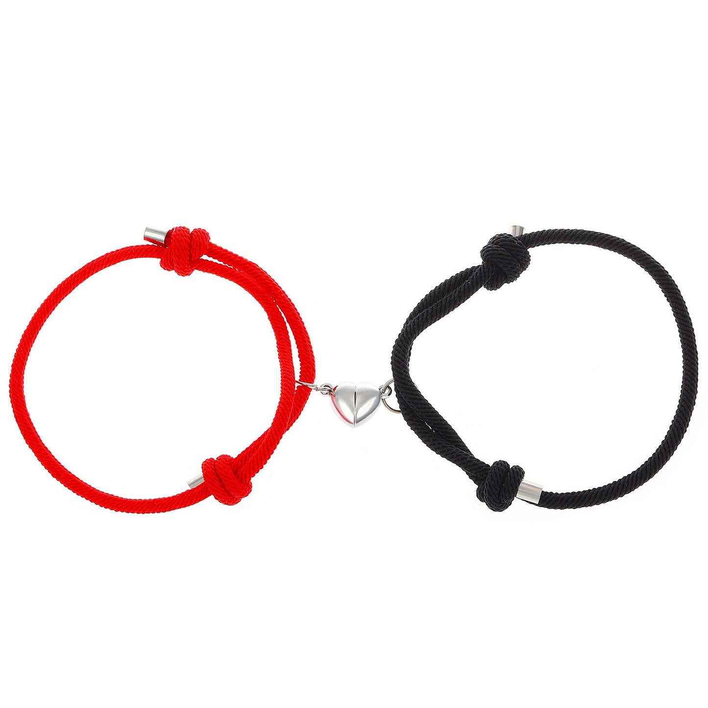 Hand-holding Hand-knitted Rope Men And Women Wish Stone Love Magnet Black And White Lovers Bracelet Pair