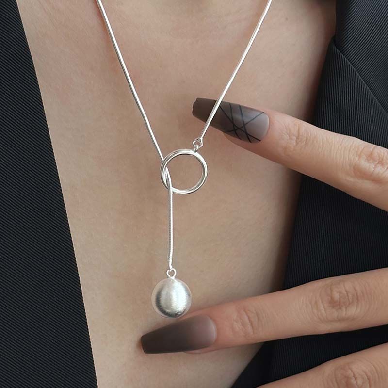 Boule ronde Ins anneau long collier de personnalité mode tempérament chaîne chandail automne hiver bijoux pour femmes