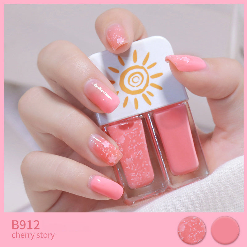 Two-tone Nail Polish New Autumn And Winter Free Baking Explosion Type Water-based Twin Set