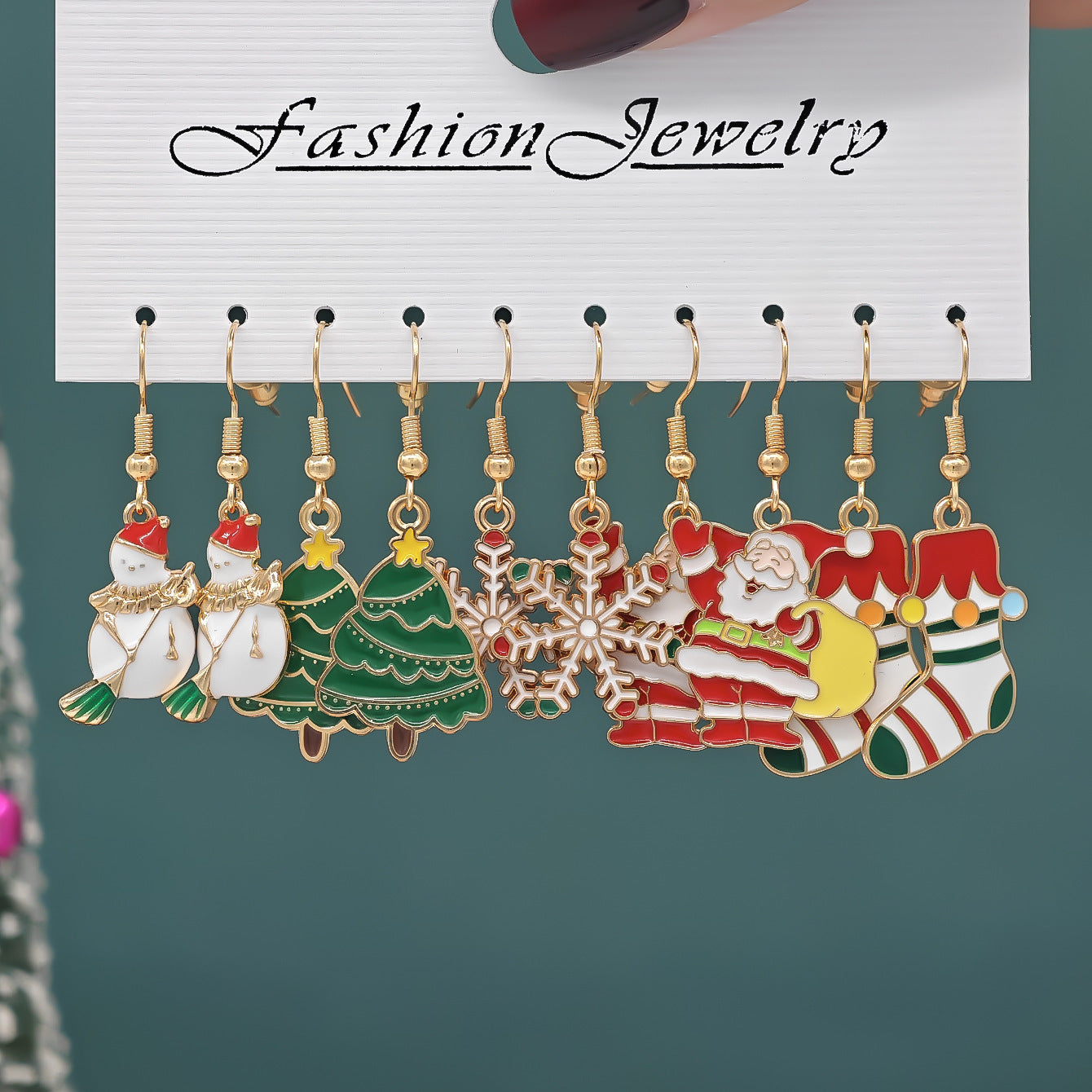 Christmas Girl Personality Creative Alloy Snowman Santa Claus Gift Enamel Earrings