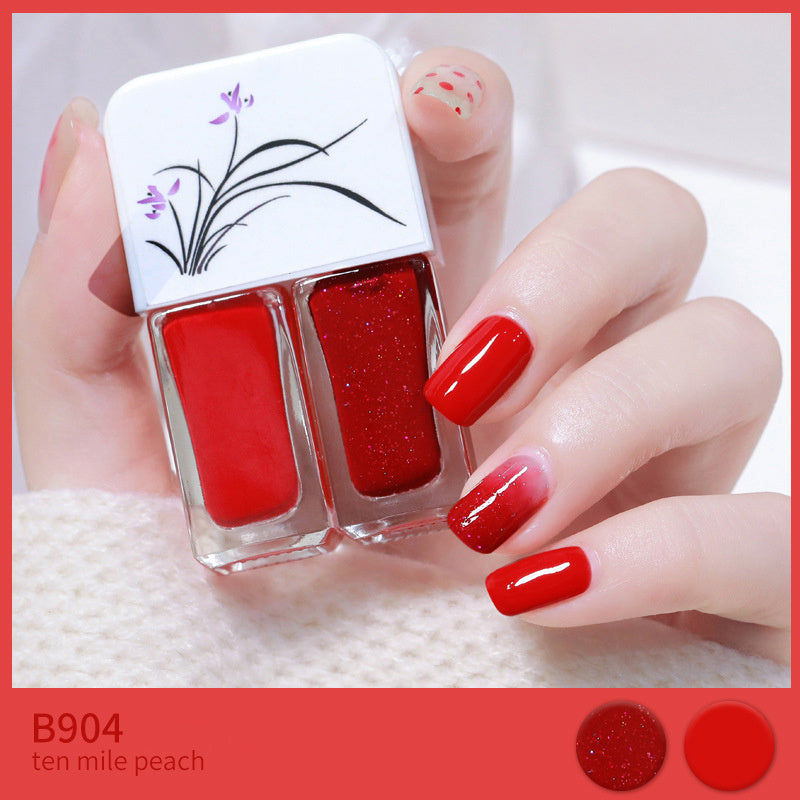 Two-tone Nail Polish New Autumn And Winter Free Baking Explosion Type Water-based Twin Set