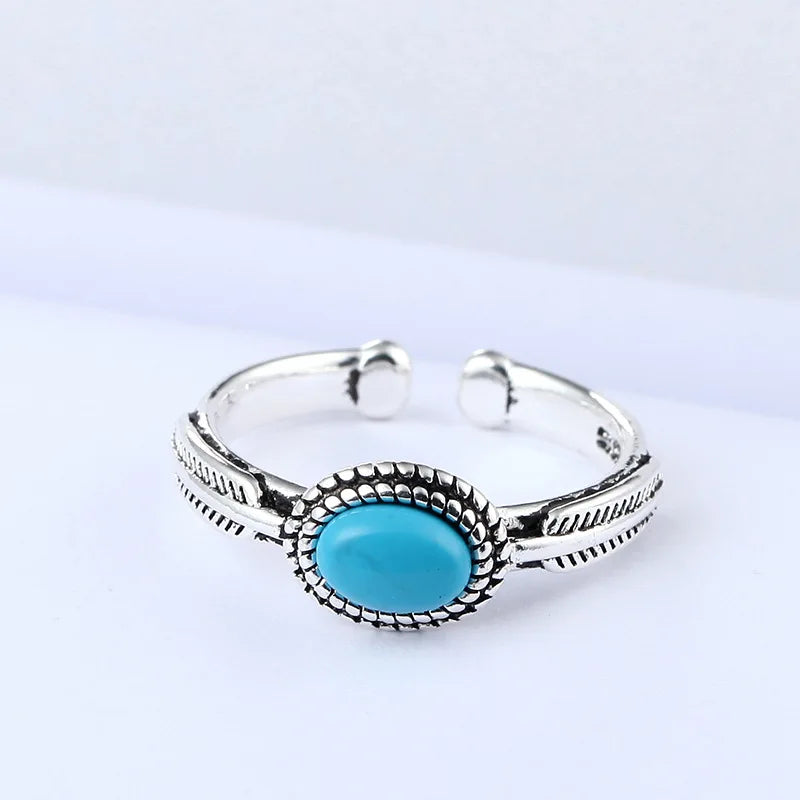 Real Silver Color Blue Rings For Women Open Size Wedding Ring Beautiful Jewelry Drop Shipping