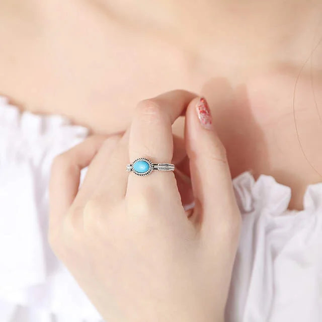 Real Silver Color Blue Rings For Women Open Size Wedding Ring Beautiful Jewelry Drop Shipping