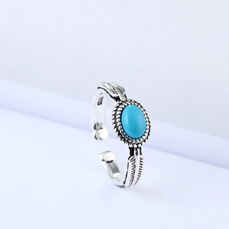 Real Silver Color Blue Rings For Women Open Size Wedding Ring Beautiful Jewelry Drop Shipping