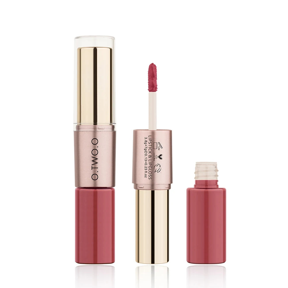 O.TWO.O 2 in 1 Matte Lipstick Lip Gloss Cosmetics Waterproof Pintalabios Batom Mate Lips Makeup Rouge 12 Colors Lip Stick