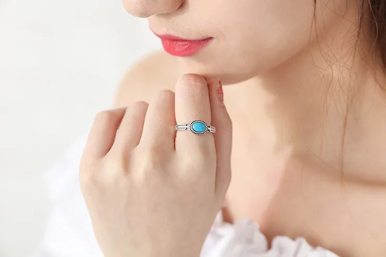 Real Silver Color Blue Rings For Women Open Size Wedding Ring Beautiful Jewelry Drop Shipping