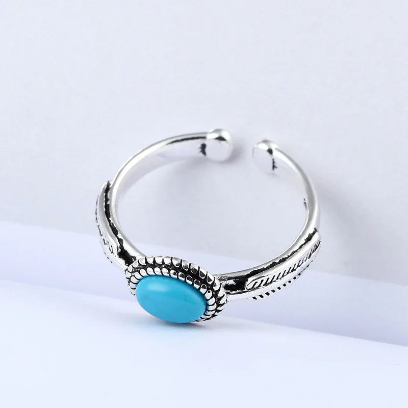 Real Silver Color Blue Rings For Women Open Size Wedding Ring Beautiful Jewelry Drop Shipping