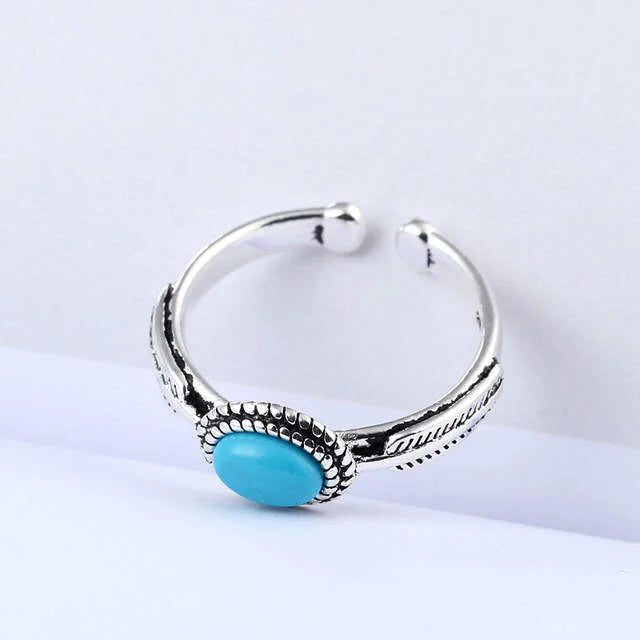 Real Silver Color Blue Rings For Women Open Size Wedding Ring Beautiful Jewelry Drop Shipping