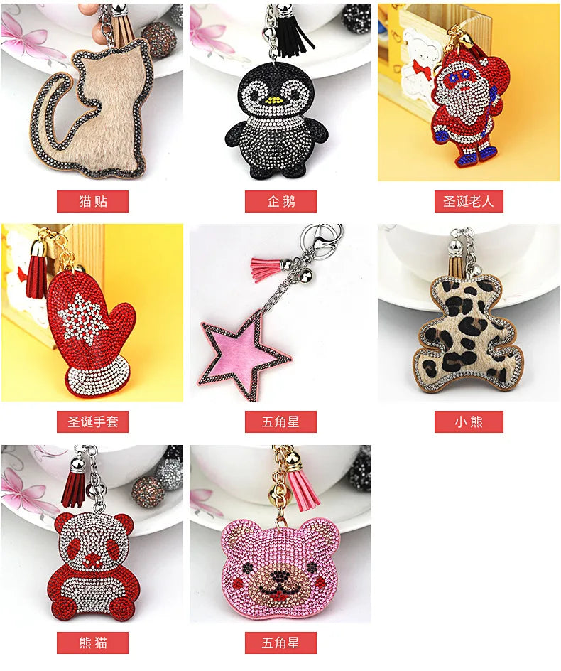 luxury Heart Shape Crystal Keychain Pendant With Metal Keyring for Women's Bags and Car Key Accessories Wholesale Price