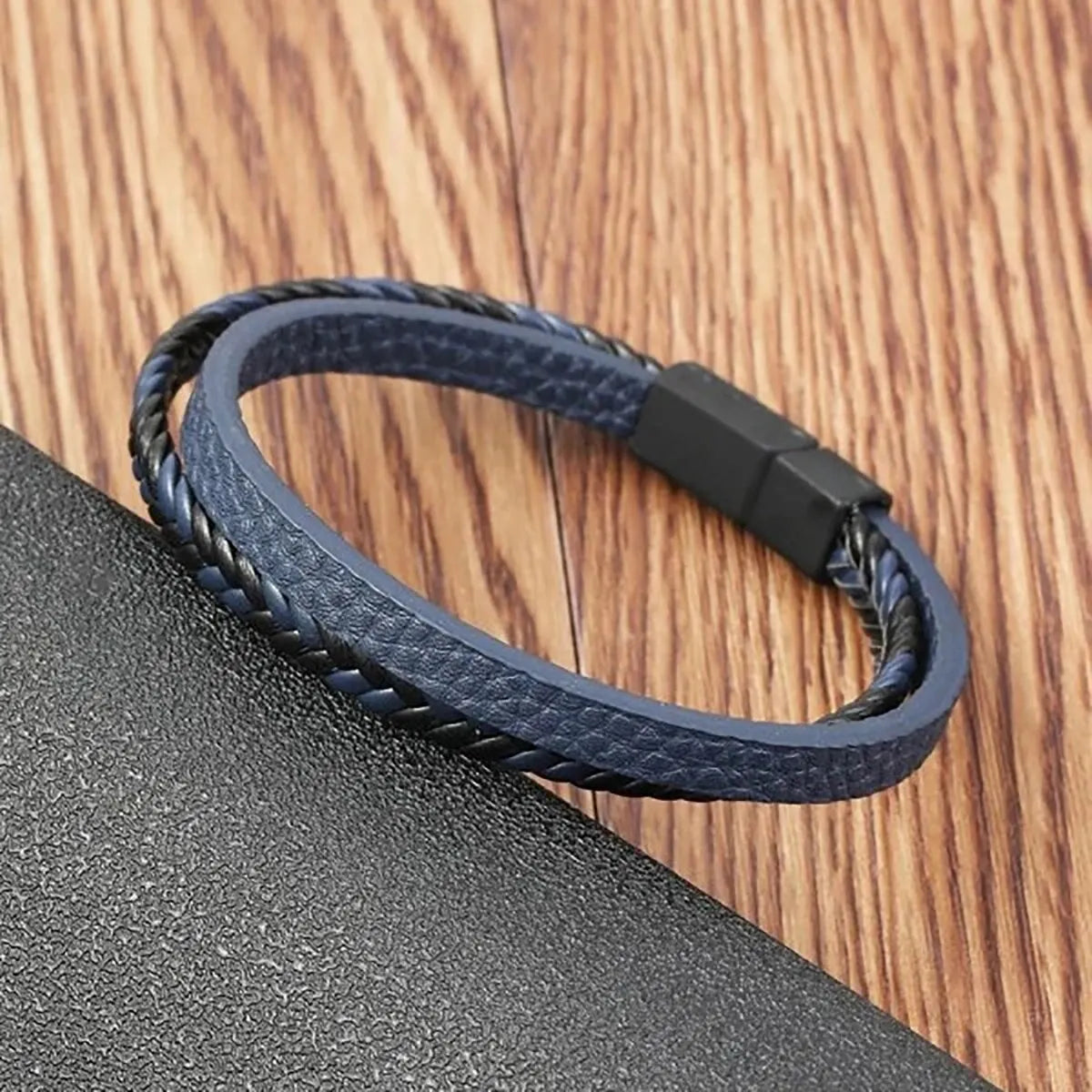 Multi -Style PU Leather Two -Layer Magnetic Bracelet Men's Mature Business Give Men The Best Gift for Men