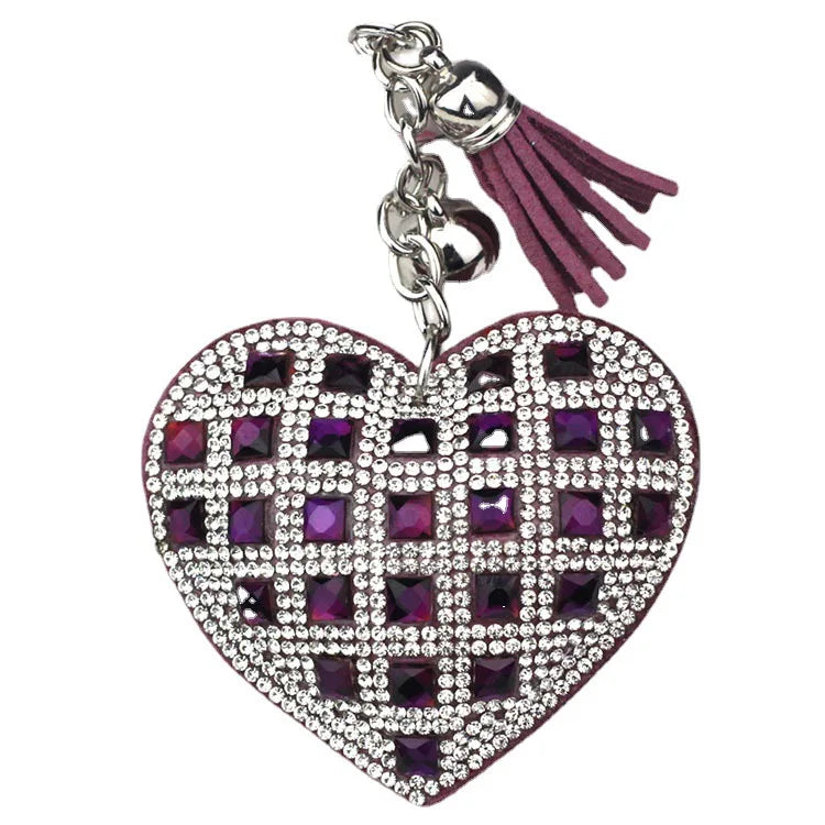 luxury Heart Shape Crystal Keychain Pendant With Metal Keyring for Women's Bags and Car Key Accessories Wholesale Price