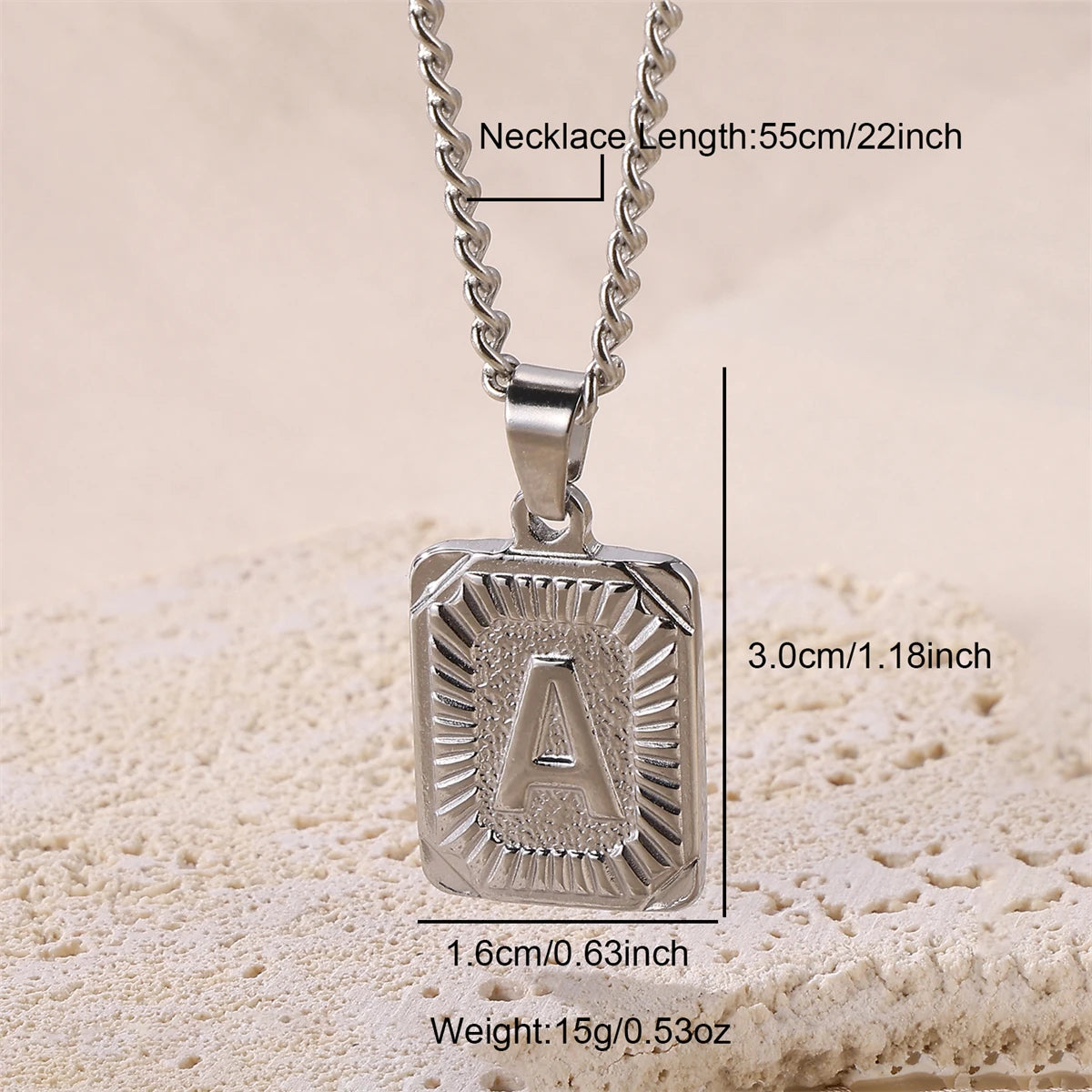 Initial A- Z Letter Pendant Necklace Stainless Steel Capital Letter Yellow Gold Plated Men Women Jewelry With Chain