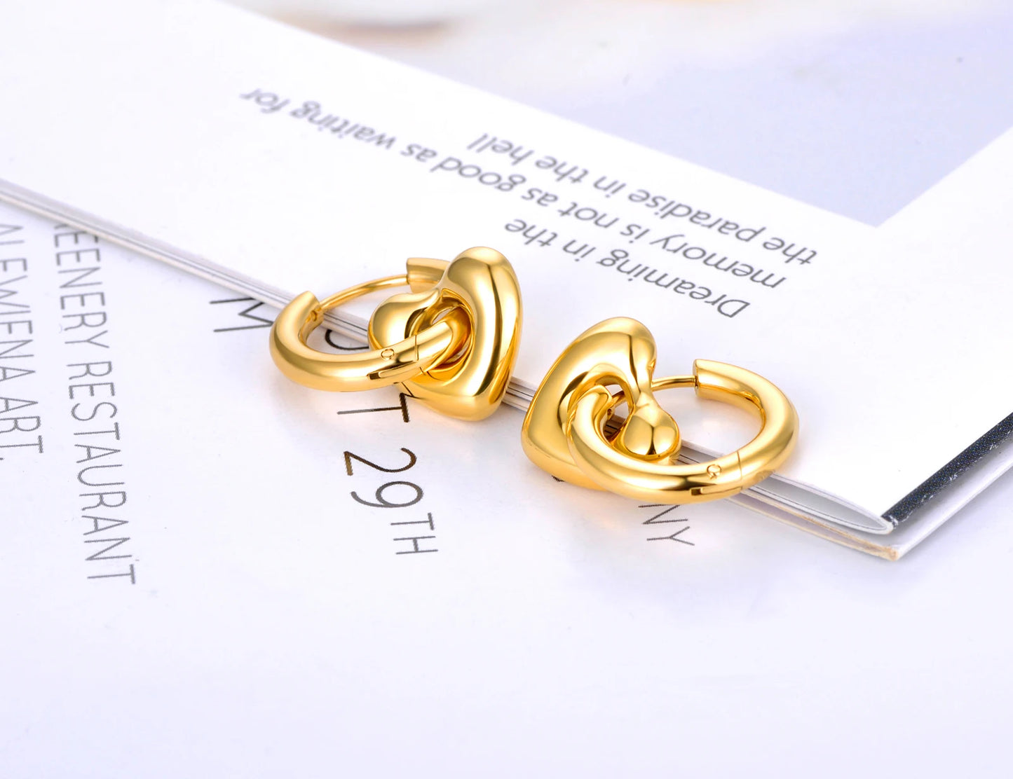 Lokaer Flower Charm Hoop Earrings For Women Girls 18K Gold Plated Stainless Steel Handmade High Polished Hoop Earrings E22183