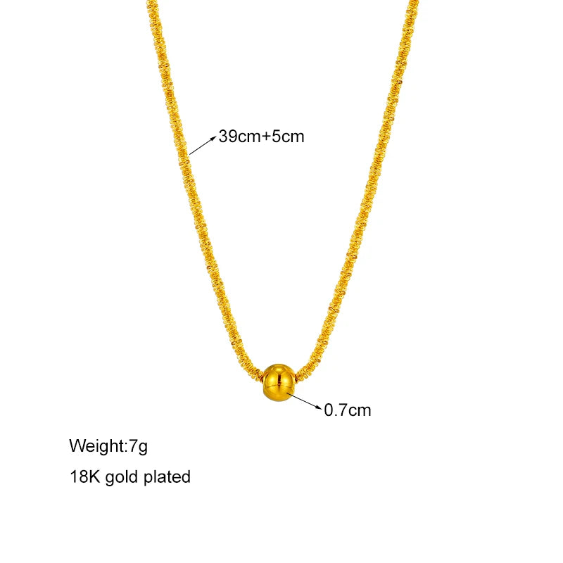 DIEYURO 316L Stainless Steel Bead Pendant Necklace For Women Fashion Gold Color Ladies Clavicle Chain Girls charm Jewelry Gifts