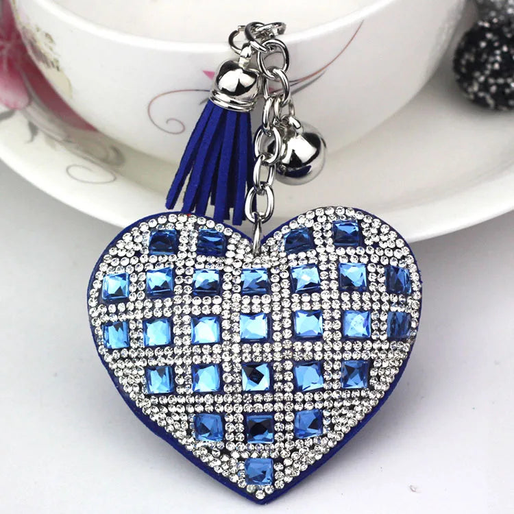 luxury Heart Shape Crystal Keychain Pendant With Metal Keyring for Women's Bags and Car Key Accessories Wholesale Price