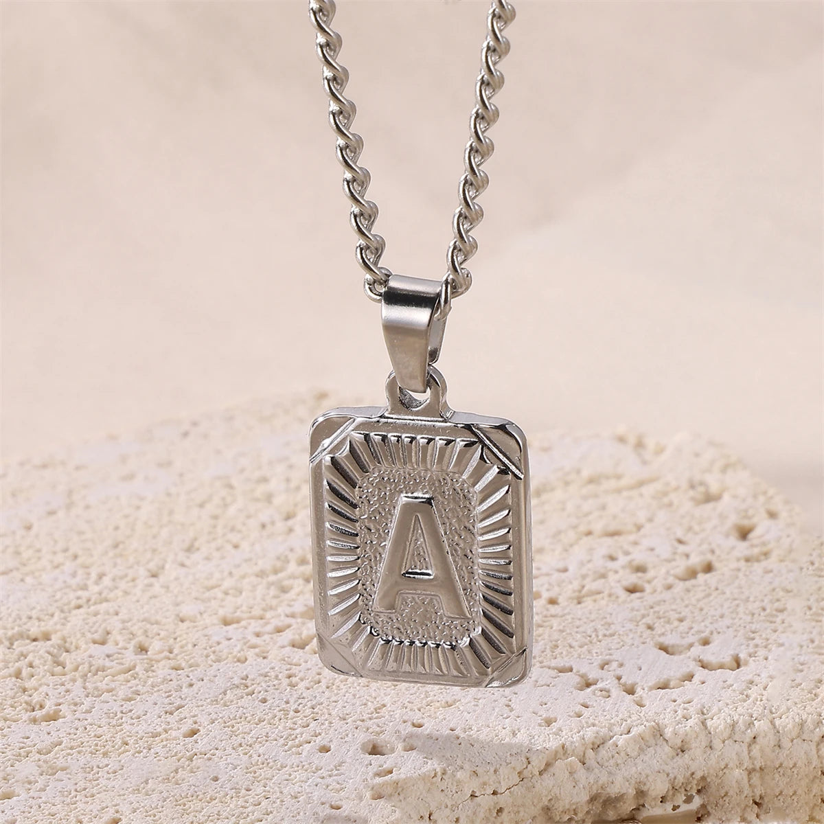 Initial A- Z Letter Pendant Necklace Stainless Steel Capital Letter Yellow Gold Plated Men Women Jewelry With Chain