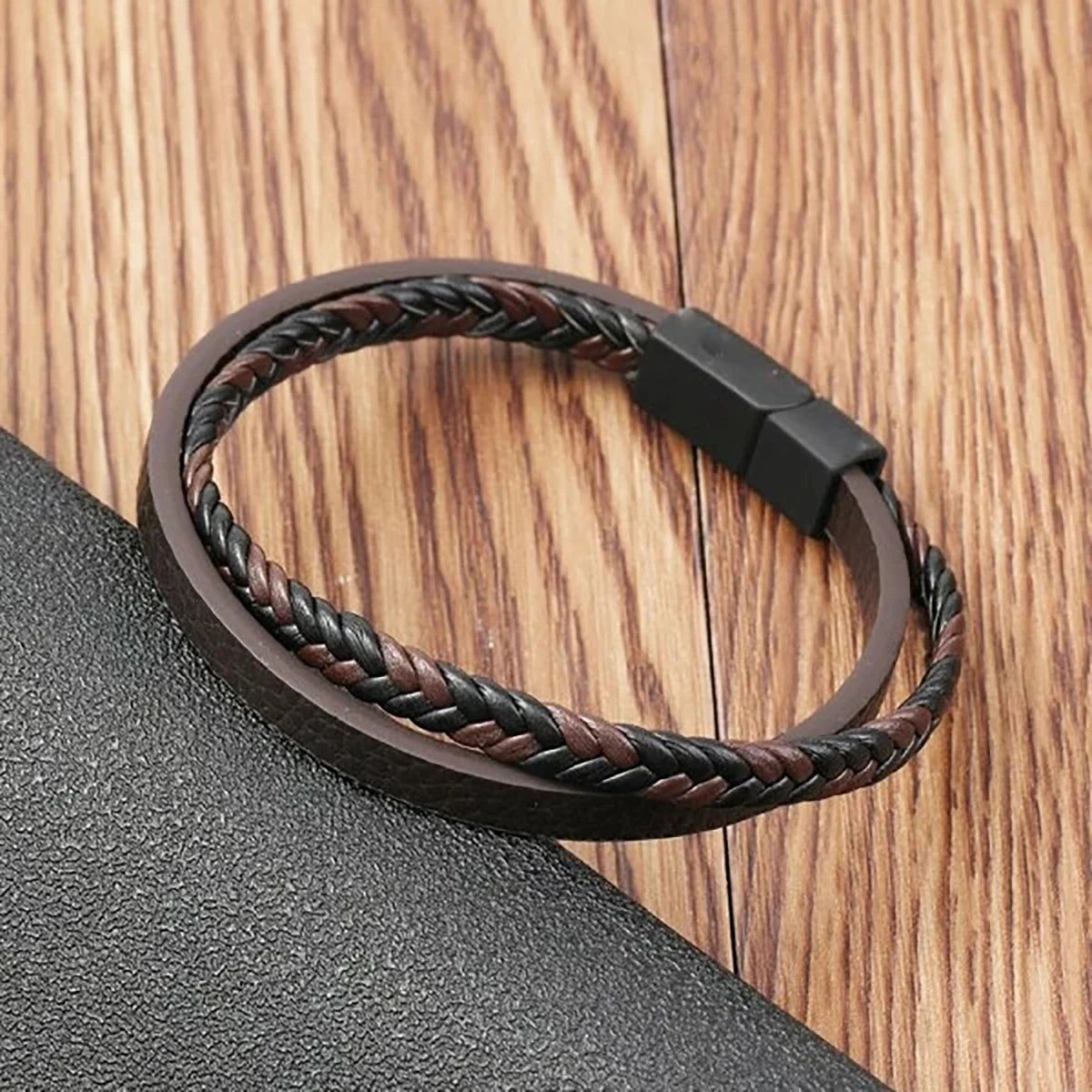 Multi -Style PU Leather Two -Layer Magnetic Bracelet Men's Mature Business Give Men The Best Gift for Men