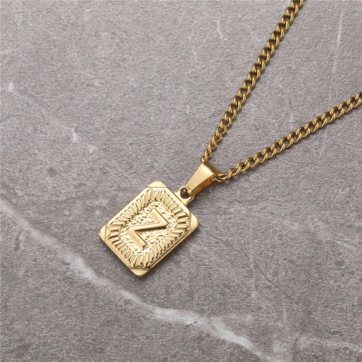 Initial A- Z Letter Pendant Necklace Stainless Steel Capital Letter Yellow Gold Plated Men Women Jewelry With Chain