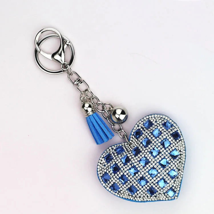 luxury Heart Shape Crystal Keychain Pendant With Metal Keyring for Women's Bags and Car Key Accessories Wholesale Price