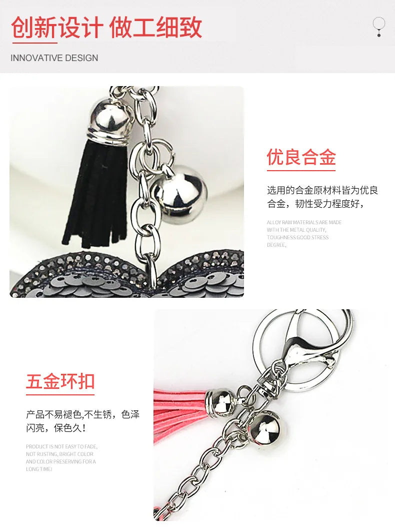 luxury Heart Shape Crystal Keychain Pendant With Metal Keyring for Women's Bags and Car Key Accessories Wholesale Price