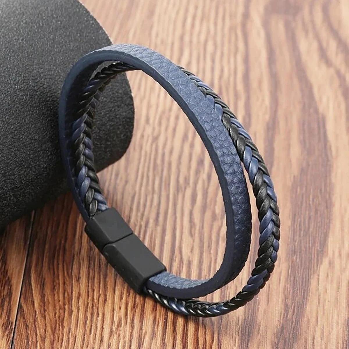 Multi -Style PU Leather Two -Layer Magnetic Bracelet Men's Mature Business Give Men The Best Gift for Men