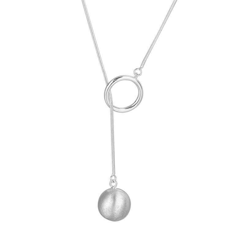 Boule ronde Ins anneau long collier de personnalité mode tempérament chaîne chandail automne hiver bijoux pour femmes