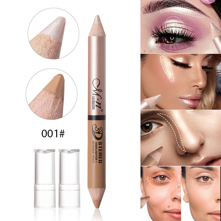 Double-headed Concealer Pen Highlighter Pen One Stroke Dual-use Soft Waterproof Brighten Facial Contour Color Peelable Makeup