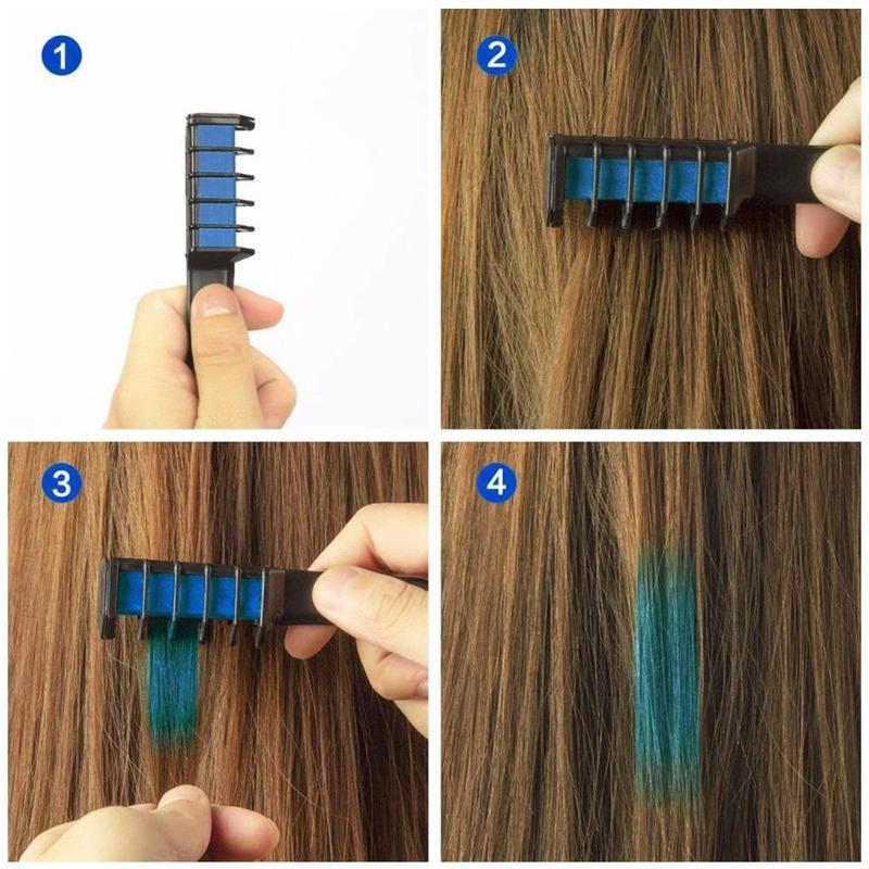 Temporaire Mini Jetable Crayons Couleur Des Cheveux Teinture Mascara Dye Chalk la Boîte Avec la Brosse