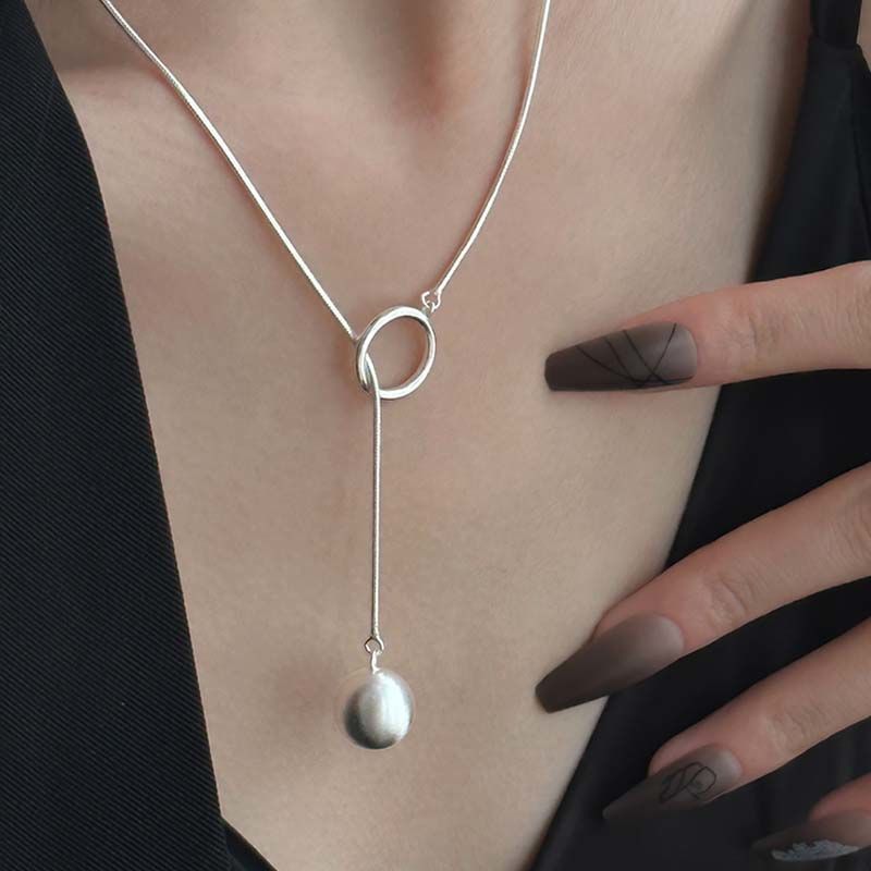 Boule ronde Ins anneau long collier de personnalité mode tempérament chaîne chandail automne hiver bijoux pour femmes