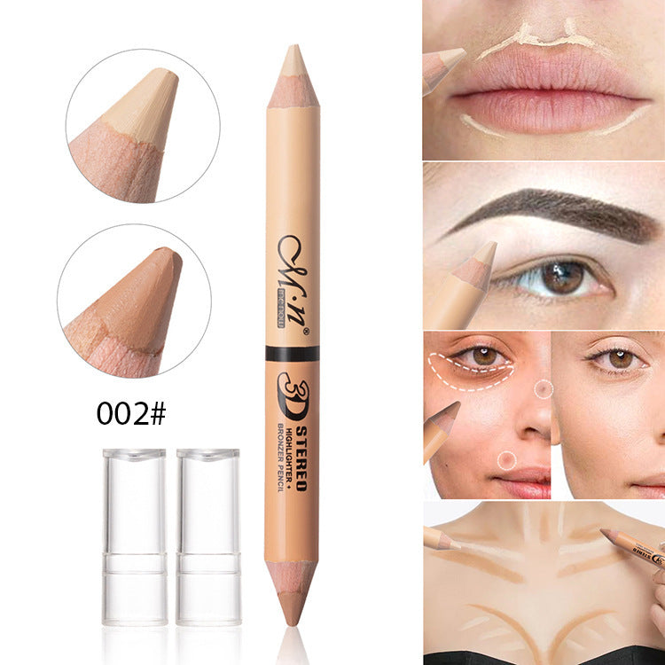 Double-headed Concealer Pen Highlighter Pen One Stroke Dual-use Soft Waterproof Brighten Facial Contour Color Peelable Makeup