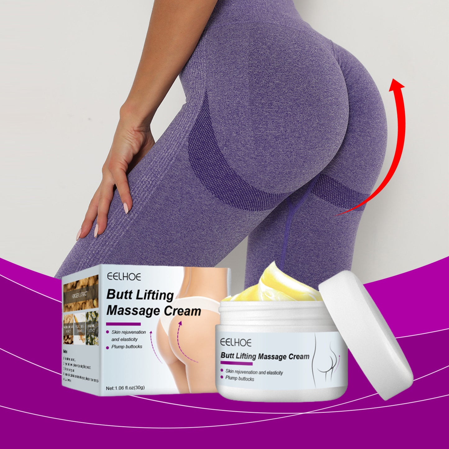 EELHOE Buttock Lifting Massage Cream Buttock Contouring Firming Massage Slimming Treatment Cream