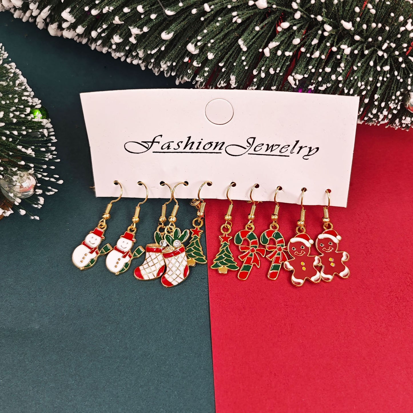 Christmas Girl Personality Creative Alloy Snowman Santa Claus Gift Enamel Earrings